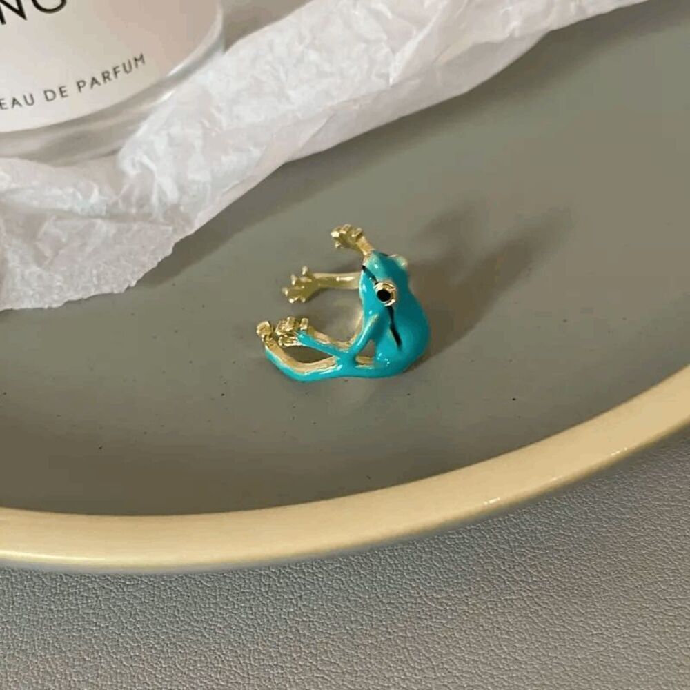 Wicked Silk Amazon Forest Frog Froggy Green Adjustable Ring Size 6+